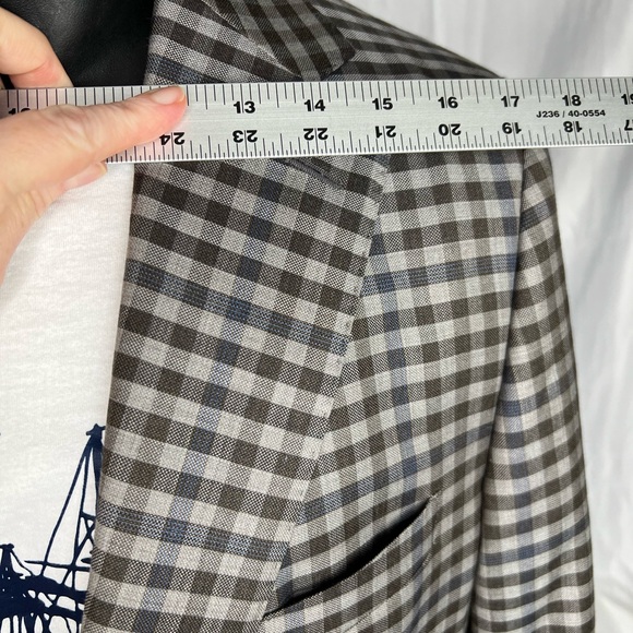 Vintage Georgetown Custom Dormeuil Blazer Mens Wool‎ 42R Taupe Brown navy check - Picture 10 of 16